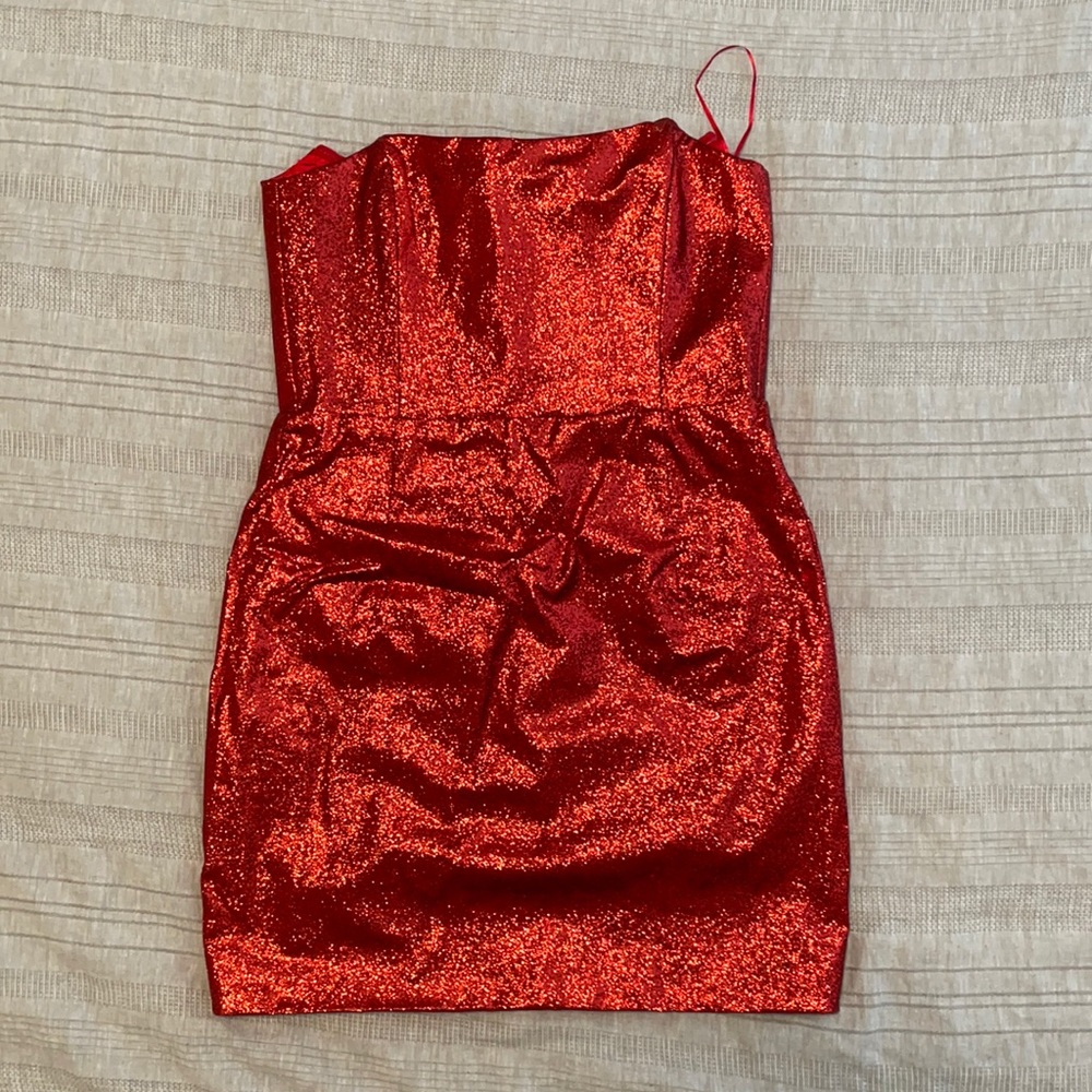 Red sparkle mini dress
